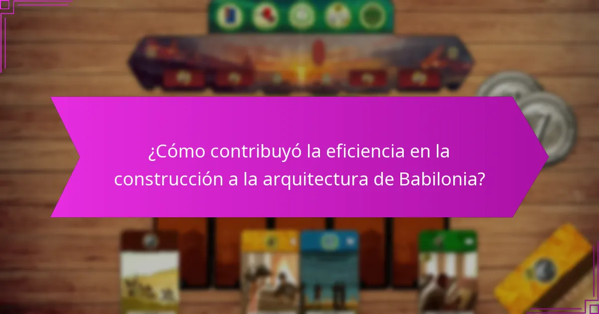 ¿Cómo contribuyó la eficiencia en la construcción a la arquitectura de Babilonia?