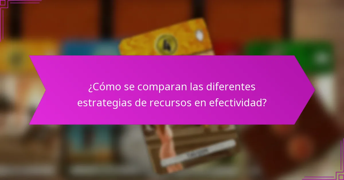 ¿Cómo se comparan las diferentes estrategias de recursos en efectividad?