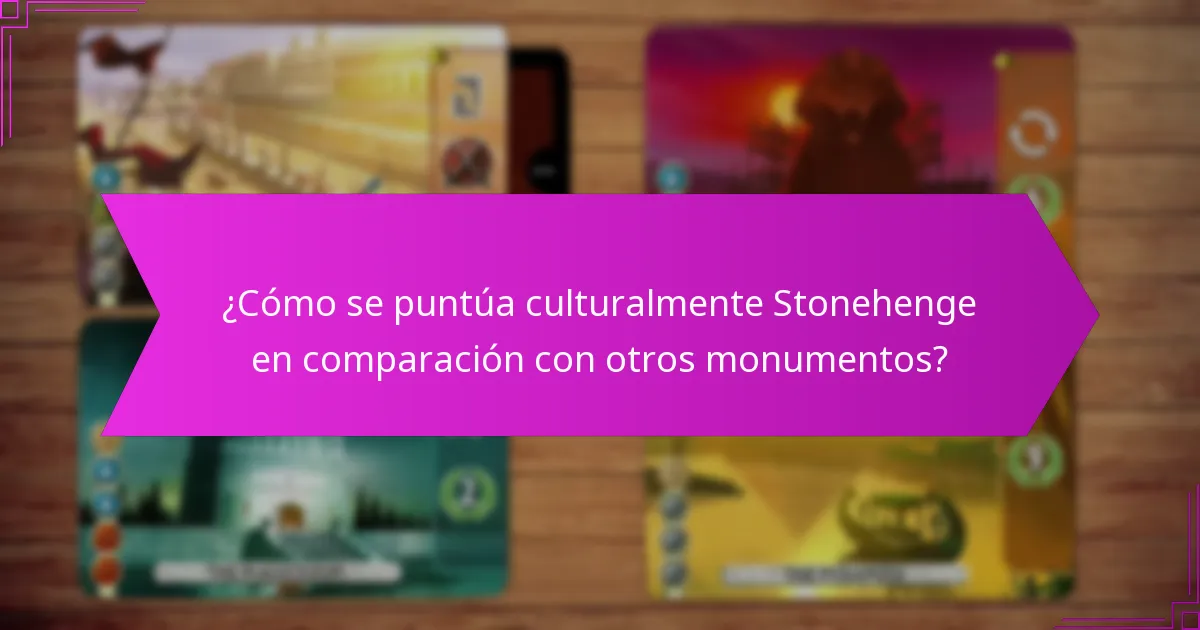 ¿Cómo se puntúa culturalmente Stonehenge en comparación con otros monumentos?