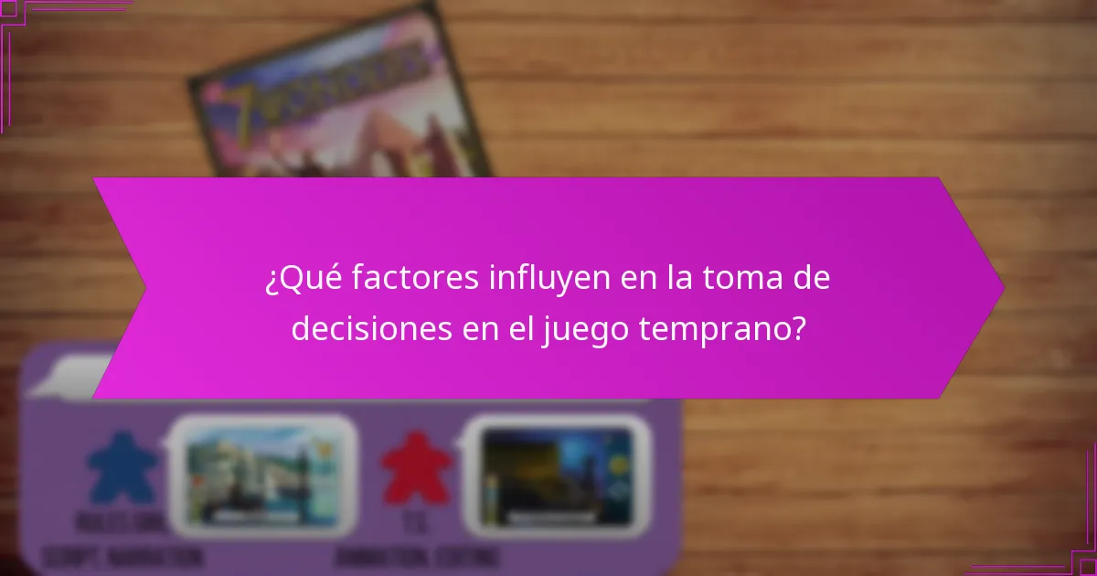 ¿Qué factores influyen en la toma de decisiones en el juego temprano?
