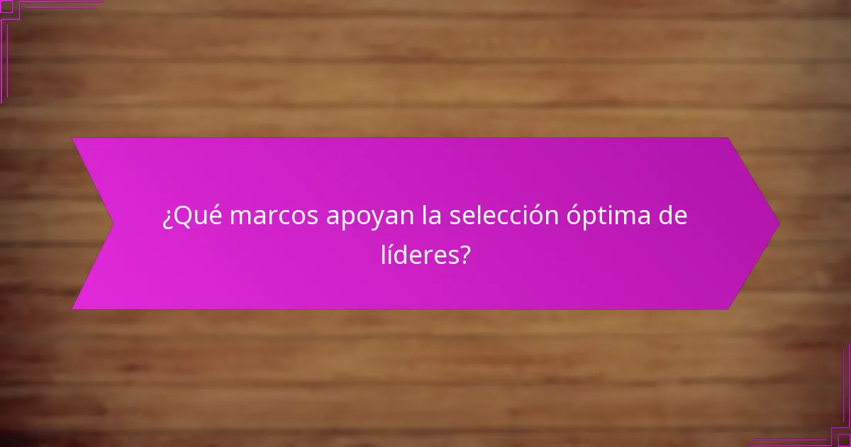 ¿Qué marcos apoyan la selección óptima de líderes?